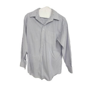 Joseph & Feiss Mens White & Blue Striped Non-Iron Button Up - 16 32/33